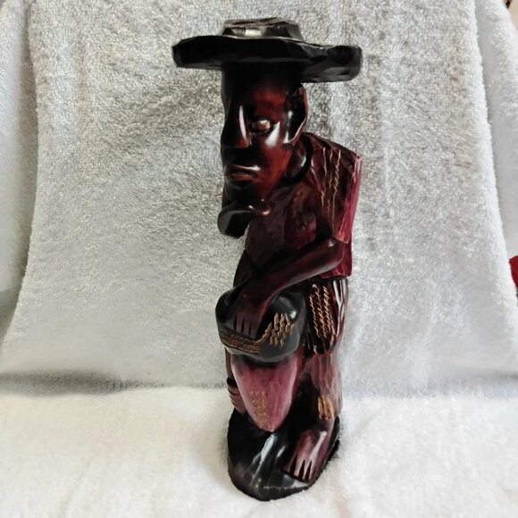 Vintage 14 3/4" Caribbean Standing Drummer Handcrafted form One Piece of Wood!! - Picture 1 of 6
